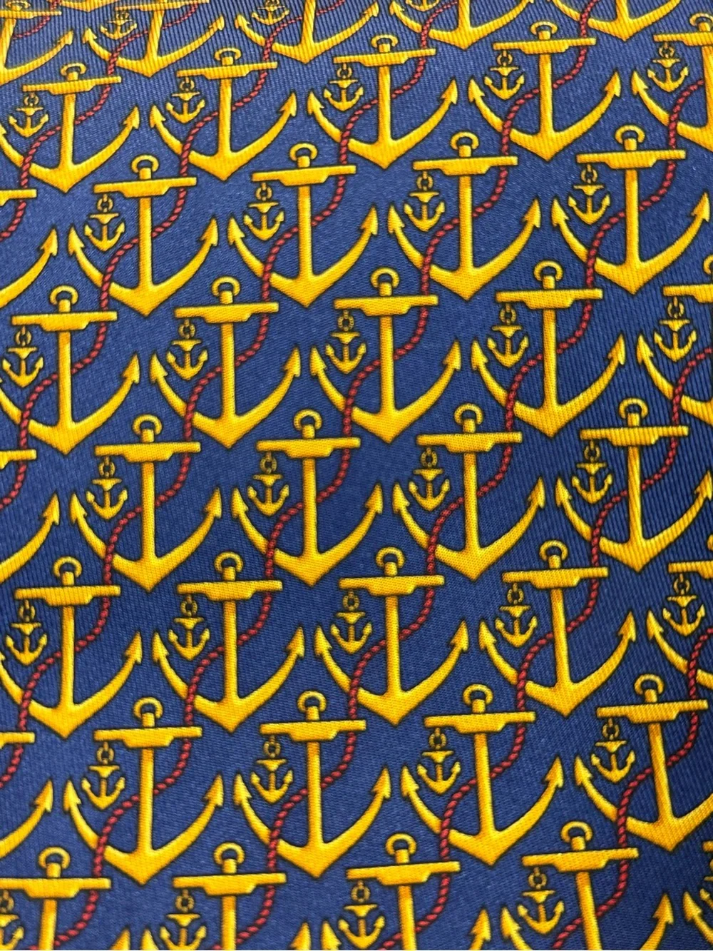 Nautical Anchor Pattern Silk Tie by Gucci